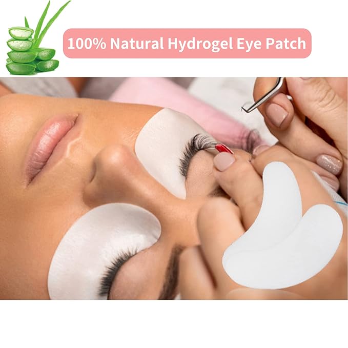 350 PCS Under Eye Gel Pads,Eyelash Mascara Brushes,Holder Eyelash Extension Rings - 100% Naturel Lint Free,Comfy and Cool,Eyelash Extension Eye Pads,Hydro gel Eye Patches Beauty Tool(Gold)-FemmiqueWomen