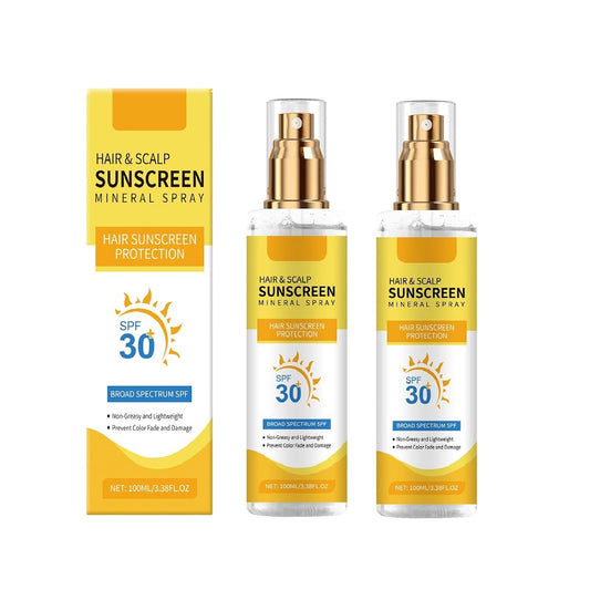 2 Pcs Hair and Scalp Sunscreen Spray SPF 30, Prevents Hair Fading Dryness & Scalp Sunburn for All Skin Type and UV Defense.-FemmiqueWomen