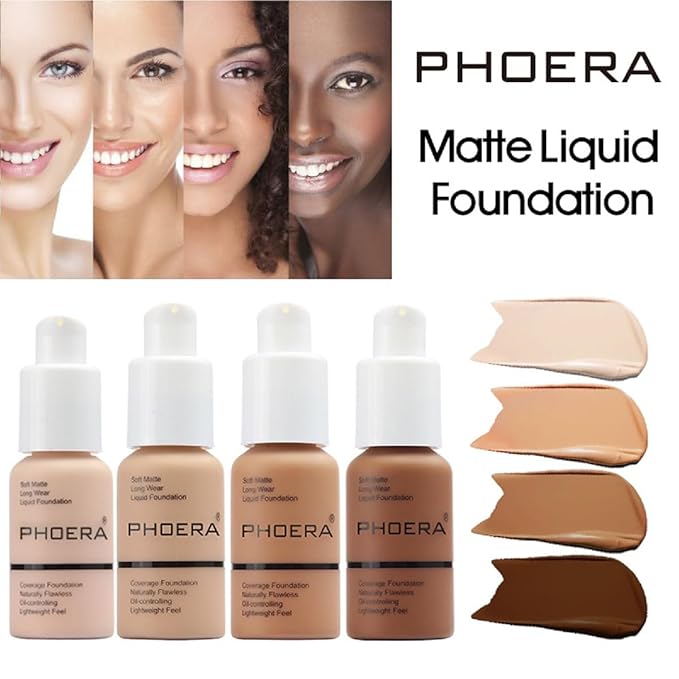 2 Pack PHOERA Foundation 101 Porcelain Makeup,Full Coverage Foundation for Women and Girls(101 Porcelain)-FemmiqueWomen