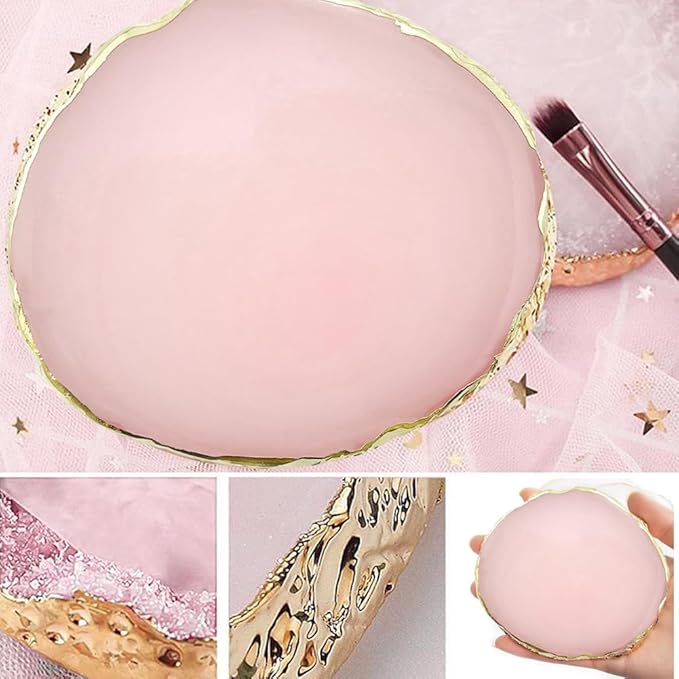 2 Pack Nail Art Palette Makeup Foundation Mixing Palette Holder Golden Edge Professional Cosmetic Nail Art Tools for Women and Girls Nail Polish Liquid Lipstick Concealer-FemmiqueWomen