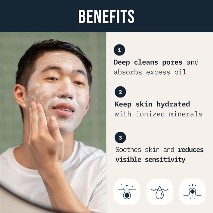 Cardon Men's Deep Pore Cleaning Clay Face Wash, 4x Better Than Charcoal, Oily, Acne-Prone Skin | Korean Premium Skin Care | Remove Face Oil & Dirt, (1 CT)-FemmiqueWomen