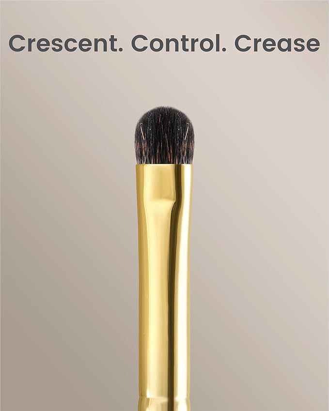 Desert Oak Series Blend-Sculpt Eyeshadow Brush - Contoured Crescent Head for Crease Work, Hypoallergenic Squirrel & Goat Hair Blend, Bubinga Bubinga Handle (CM 174)-FemmiqueWomen