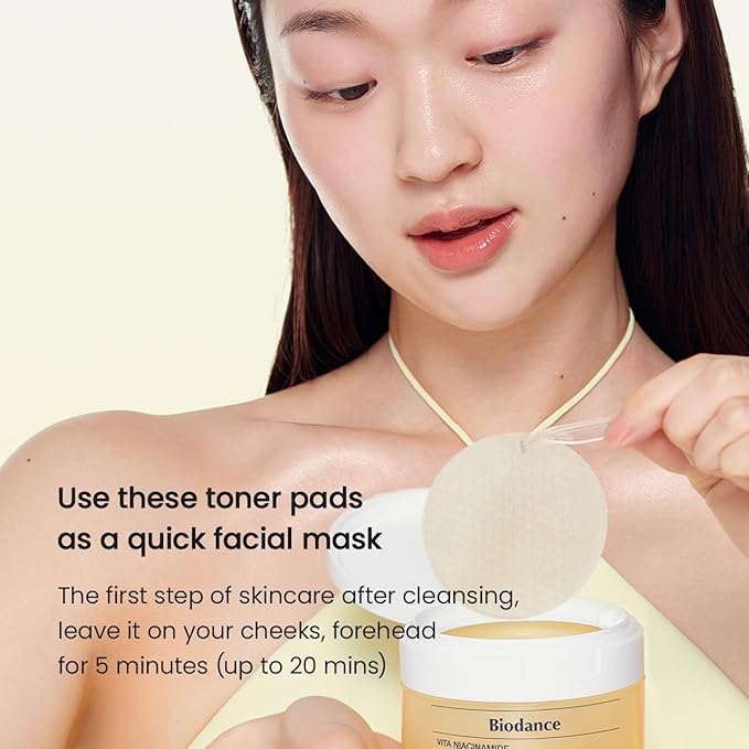 Biodance Vita Niacinamide Gel Toner Pads, Dark Spot Corrector, Evening Skin Tone, Hydrating for Sensitive Skin, Gentle Exfoliating Toner Pads, Korean Skincareㅣ4.93 fl.oz.(140g)*60Pads-FemmiqueWomen