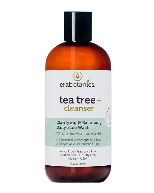 Era Organics Purifying Tea Tree Oil Face Wash - Balancing Cleanser for Oily, Blemish-Prone Skin with Salicylic Acid - Sulfate-Free, Fragrance Free, Made in USA-FemmiqueWomen