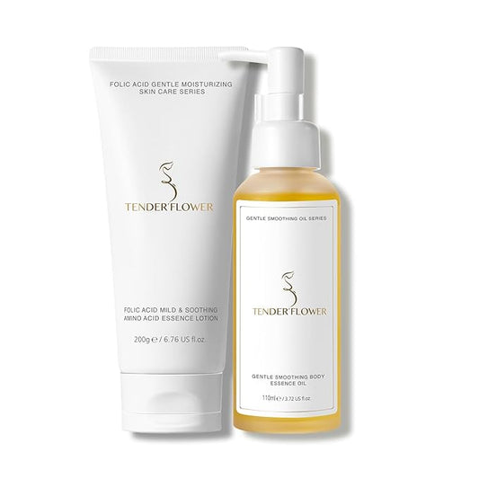 2PCS Folic Acid&Amino Acid,Essence combination of oil and lotion,Age-Defying Vegetable Glycerine for Skin Firms, Smooth, Anti Stretch Mark, Moisturizing 6.7 OZ +3.7 OZ-FemmiqueWomen