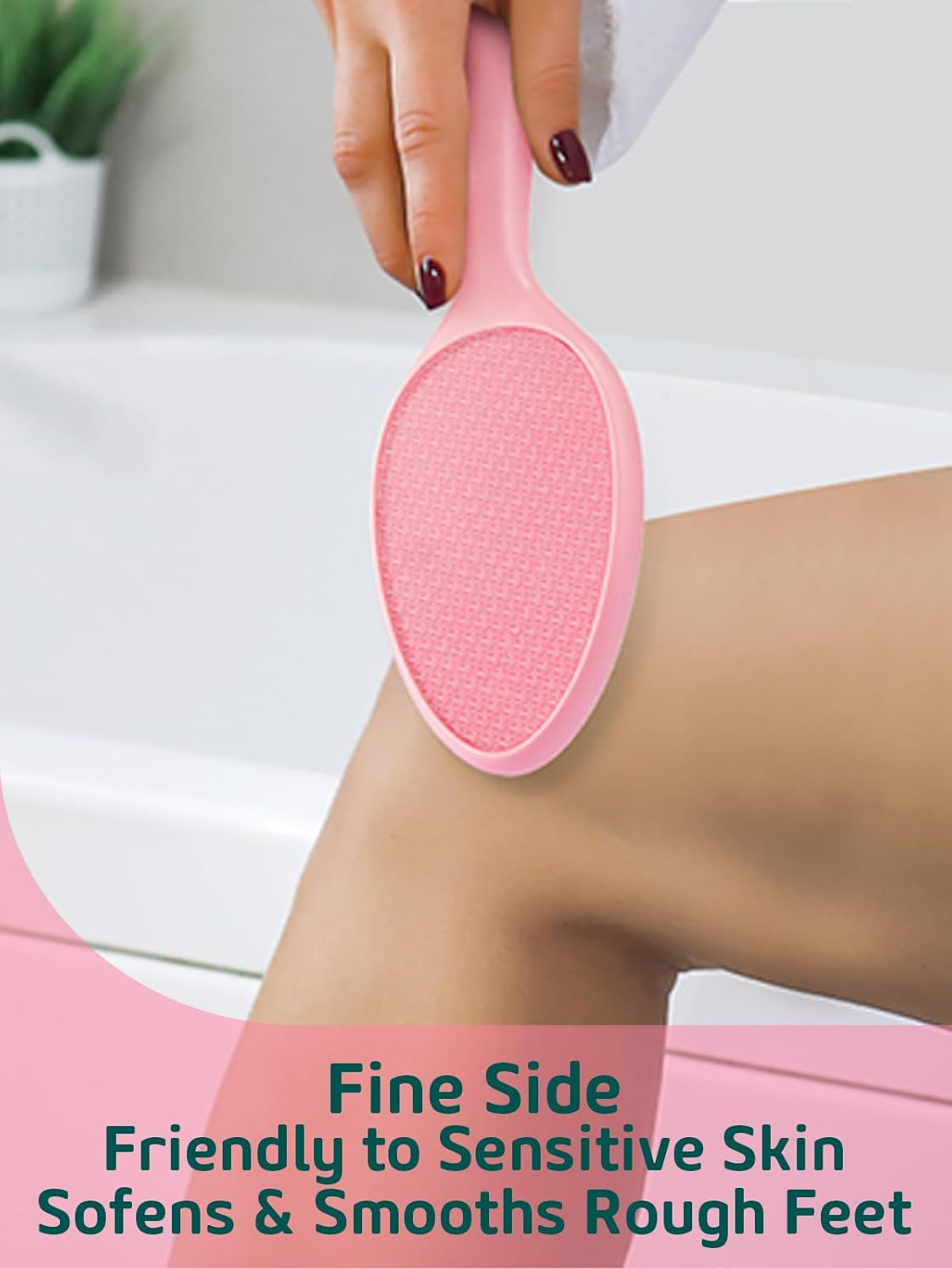 2-Sided Glass Foot File Callus Remover Without Drain Stand (Pink)-FemmiqueWomen