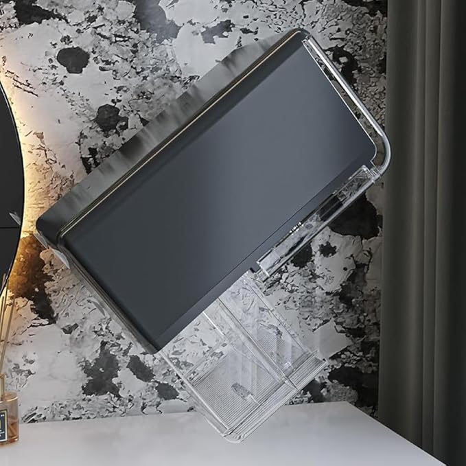 Acrylic Makeup Organizer with Drawers – 38.5CM Large Capacity Cosmetic Storage Box, Dustproof & Waterproof Vanity Organizer for Skincare, Jewelry, Lipsticks & Beauty Products (Black)-FemmiqueWomen