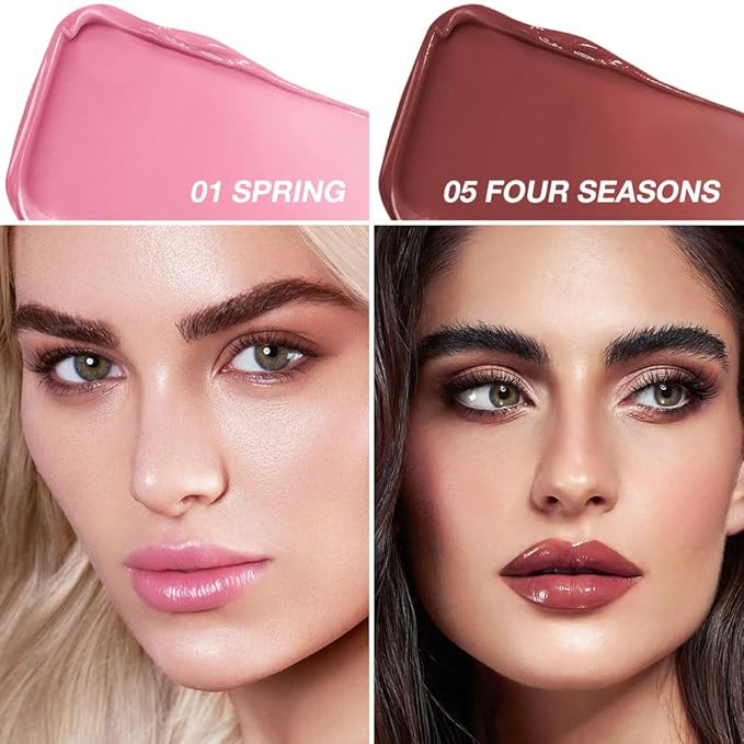 2Pcs Tinted Lip Balm Moisturizing Lipstick – Deep Rose Colored Bean paste & Soft Pale Pink Sheer Hydrating Lip Color for Dry Lips – Nourishing Lip Balm for All Women with a Subtle Natural Scent-FemmiqueWomen