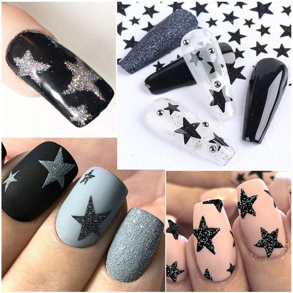 10 Sheets Star Nail Art Stickers Decals 3D Self-Adhesive Nail Art Stickers Star Designs Nails ArtDecorations Stars Decals Manicure Accessories-FemmiqueWomen