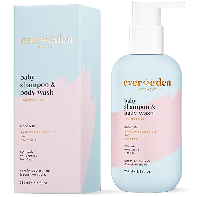 Evereden Baby Shampoo & Body Wash 2-in-1, 8.5 fl oz | Gentle, Non-Toxic, Fragrance-Free, Hydrating Formula for Sensitive Skin-FemmiqueWomen