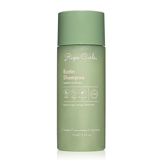 Rizos Curls Biotin Shampoo, Gently Cleanse & Nourish, Rosemary Oil & Oat Protein for Longer and Stronger Hair, Hair is Fuller, Softer & Shinier, 2.5 oz-FemmiqueWomen