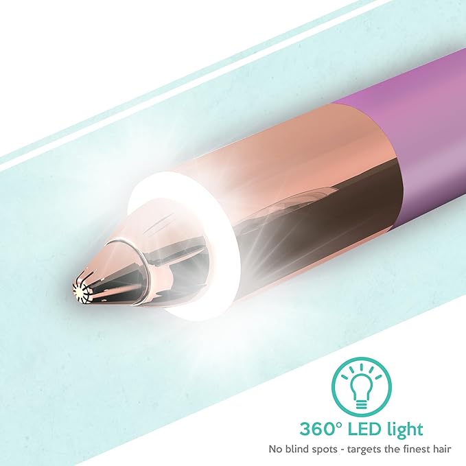 2 in 1 Eyebrow and Facial Hair Remover for Women Painless Flawless Electric Razor Epilator Trimmer Shaver with 18K Gold-Plated, USB Rechargeable, 360° LED for Eyebrow and Face Hair Removal-FemmiqueWomen