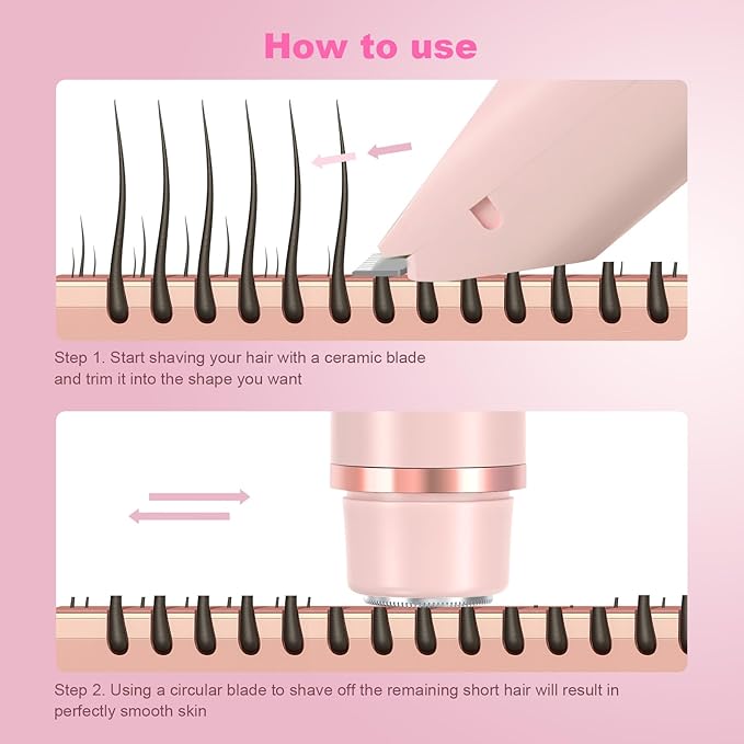 2025 New Bikini Trimmer for Women,Dermave Bikini Shaver,2-in-1 Electric Razors for Women(Pink)-FemmiqueWomen