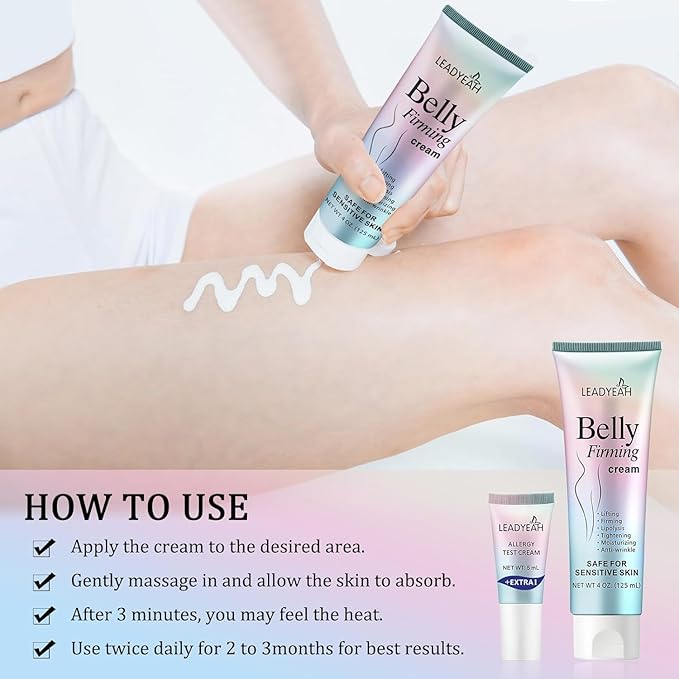 B Flat Belly Firming Cream - Moisturizing, Lifting, Firming for Stomach, Thighs and Butt, Body Lotion gift for Women and Men, 125 ML +5 ML-FemmiqueWomen