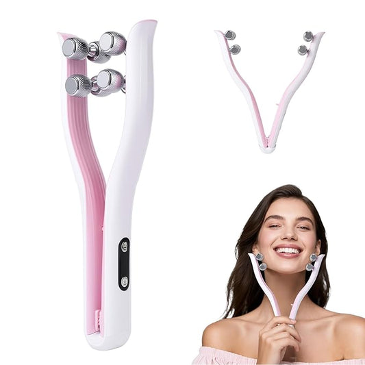 2025 Multi-Functional Face Lifting Device, V Roller Face Lift, Tightening, Skin Care, Double-Sided Roller Design, Type-C Fast Charging, Portable Beauty Device with 3 Adjustable Settings (White)-FemmiqueWomen