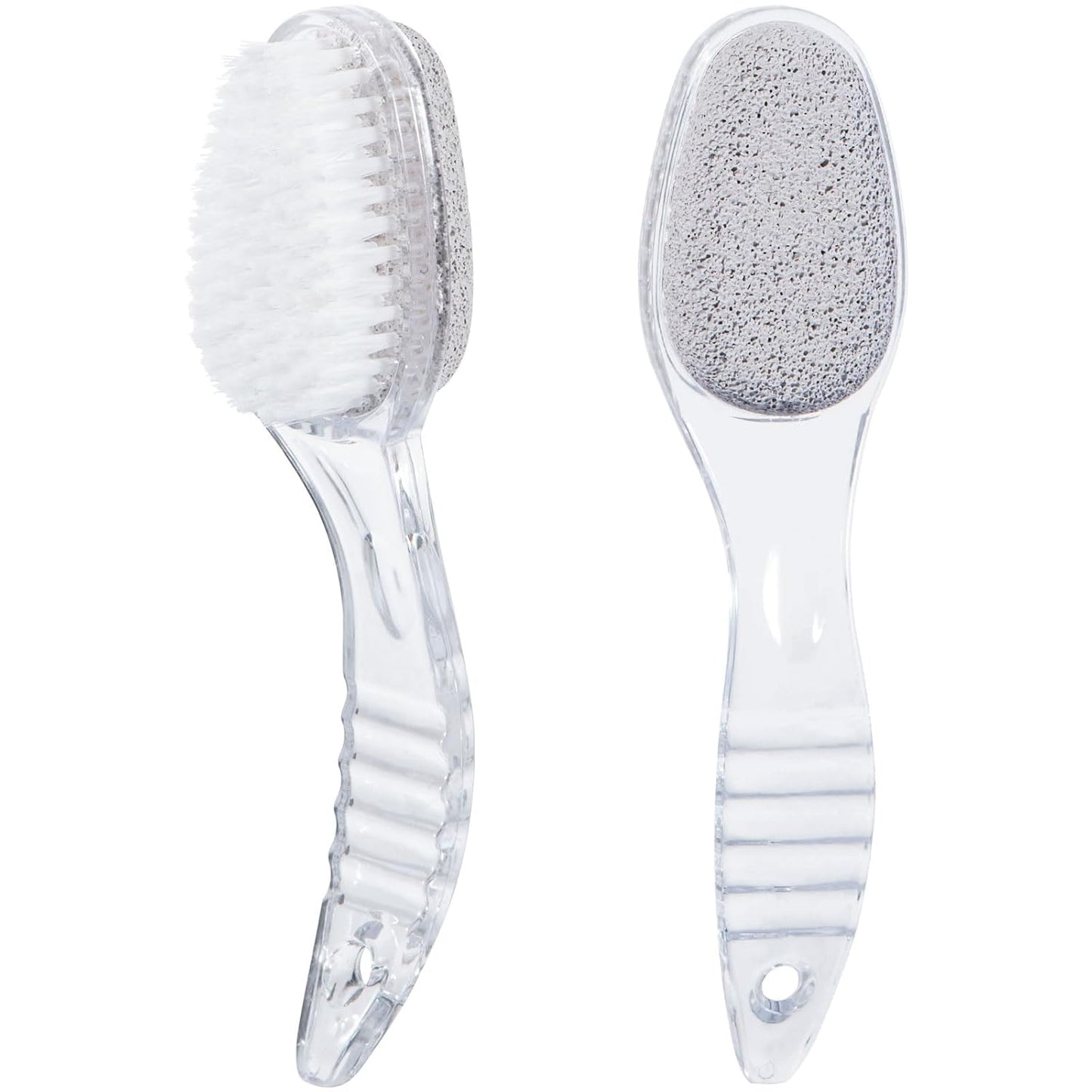 2 Pcs Foot Pumice Stone Brush Calluses Remover, Ooloveminso Large Foot Scrubber Foot File with Handle 2 in 1 Suitable for Horniness Foot Spa, Foot Care Smooth Skin (Transparent)-FemmiqueWomen
