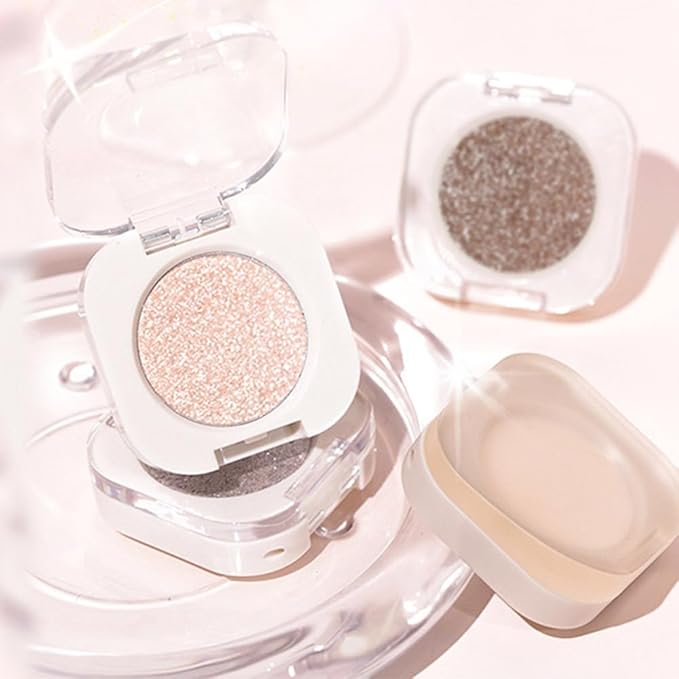 2Pcs Single Color Glitter Eyeshadow, Light Monochrome Pressed Glitter Matte Shimmer Eyeshadow, Talc-Free, Paraben-Free, Cruelty-Free, Lightweight Long-Lasting Single Eyeshadow Palette 10#+11#-FemmiqueWomen