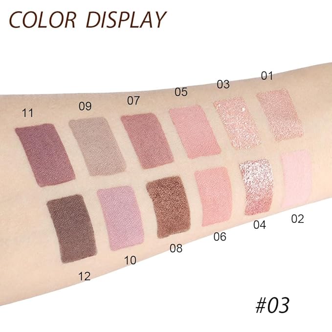 12 Girds Colorful Matte Shimmer Eyeshadow Palette for Eye Makeup,High Pigmented Eye Shadow Primers Powder Palet de sombras de ojos 12-C-FemmiqueWomen