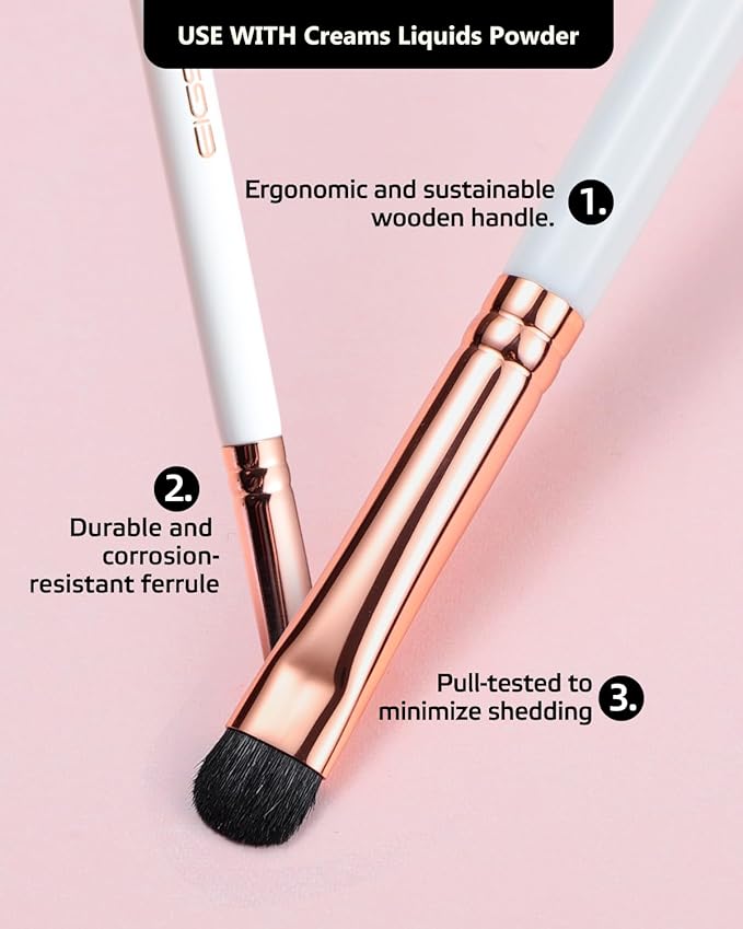Small Smudge Brush, Professional Eyeshadow Brush for Smudging, Blending, Filling in, Premium Synthetic Bristles Tapered Eye Makeup Brush - Ivory-FemmiqueWomen