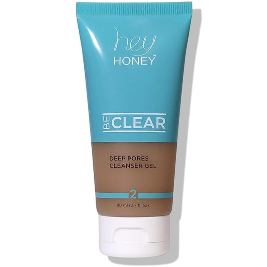Hey Honey Skincare Be Clear - Acne Control Deep Pores Cleansing Gel | Propolis, Green Tea Oil, Camellia | Exfoliates, Unclogs Pores, Balances Oil Production | Fast Acting & Long Lasting | 2.7 Oz-FemmiqueWomen