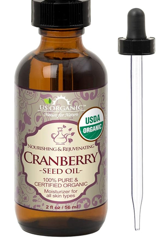 US Organic Cranberry Seed Oil, USDA Certified Organic,100% Pure & Natural, Cold Pressed Virgin, Unrefined in Amber Glass Bottle w/Glass Eyedropper for Easy Application (2 oz (56 ml))-FemmiqueWomen