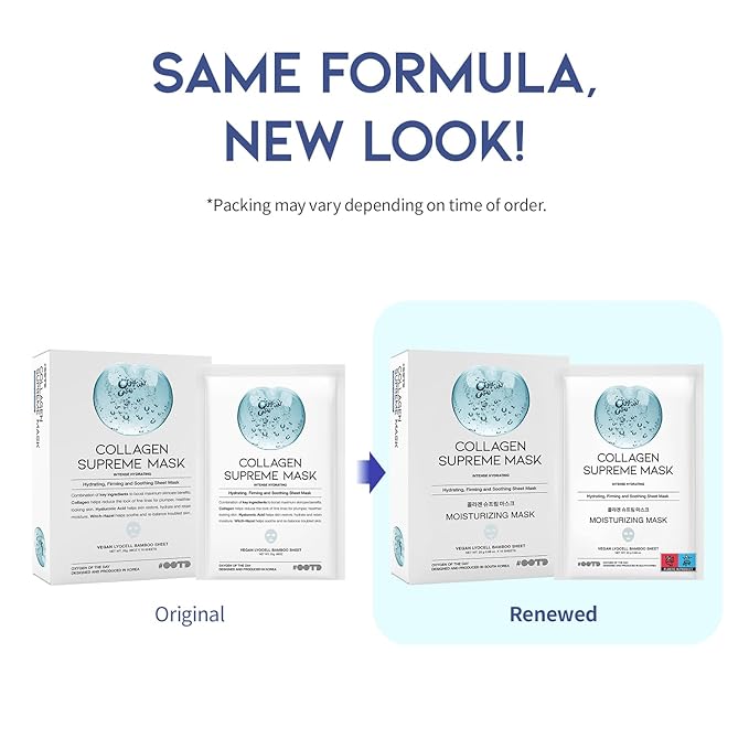 #OOTD Collagen Hydrating Sheet Masks for Face Korean Anti Aging Mask Sheet for Dry Skin & Sensitive Skin, EVE Vegan, Not Tested on Animals, No Parabens, No Sulfates, Hyaluronic Acid, Witch Hazel 10EA-FemmiqueWomen