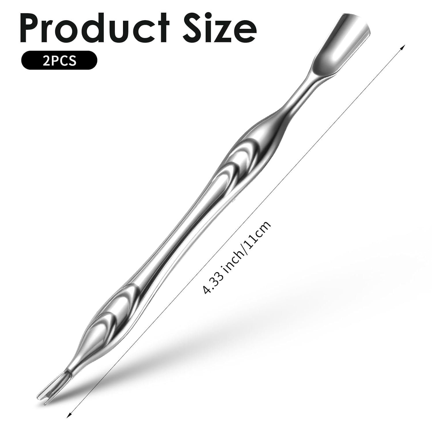2 Pcs Cuticle Pushers with Fork, 2-in-1 Cuticle Trimmer Professional Nail Scraper Cuticle Remover Stainless Steel Nail Care Tool Dead Skin Cutter for Manicures, Pedicures-FemmiqueWomen