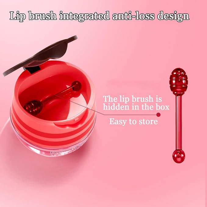 2 PCS Lip Balm Honey Pot, Honey & Strawberry Lip Sleeping Mask Vitamin E & Moisturizing Propolis Lip Balm with Stick, Prevention Dry and Cracked Lip Scrubs Exfoliator Lip Wrinkle-FemmiqueWomen