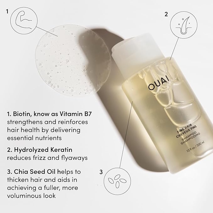 OUAI Fine Shampoo Refill - Volumizing Shampoo with Strengthening Keratin, Biotin & Chia Seed Oil for Fine Hair - Delivers Weightless Body - Paraben, Phthalate & Sulfate Free Hair Care (32 Fl Oz)-FemmiqueWomen