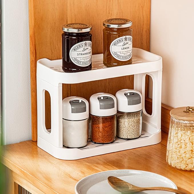 2-Tier Desk Organizers & Dispensers，Mail Holder for Office Desk Organization，Kitchen Spice Rack or Bathroom Countertop Organizer, Gift for Teachers, Classmates, and Friends,White-FemmiqueWomen