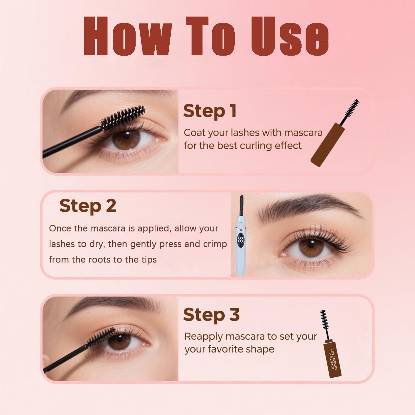 Heated Eyelash Curlers Electric Eyelash Curler with LED Display, 4 Temperature Modes Anti-Burn USB Rechargeable Natural Curling 24H Long Lasting for Women Makeup Tools Gifts-FemmiqueWomen