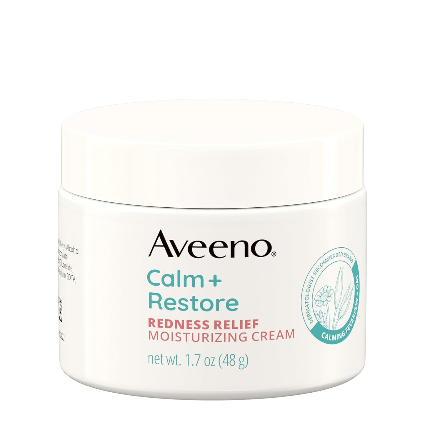 Aveeno Calm + Restore Facial Moisturizer Face Cream for Redness Relief, Non-Comedogenic, Ceramide & Vitamin B5, Hydrating for Dry, Sensitive Skin, Hypoallergenic, Fragrance-Free, 1.7 oz-FemmiqueWomen