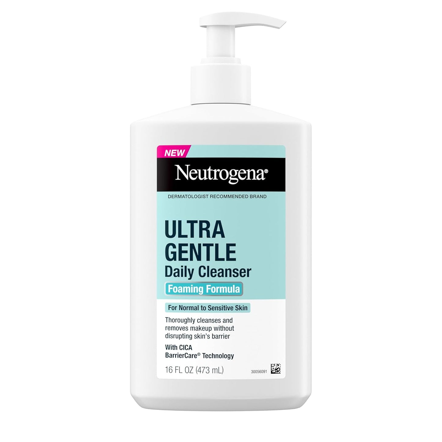 Neutrogena Ultra Gentle Foaming Facial Cleanser, Fragrance Free Hydrating Face Wash for Sensitive Skin, Daily Non Over Drying Makeup Remover, Hypoallergenic, Soap & Dye Free, Non-Comedogenic, 16 Fl Oz-FemmiqueWomen