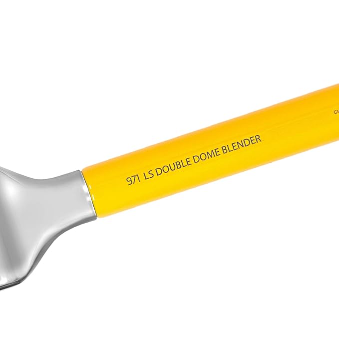 Bdellium Tools Professional Makeup Brush - Studio Series 971 Large Slanted Double Dome Blender - With Soft Synthetic Fibers, For Quick & Easy Application and Blending (Yellow, 1pc)-FemmiqueWomen