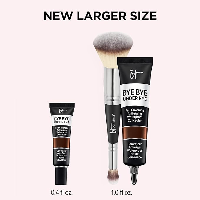 IT Cosmetics Makeup Set - Includes Supersize Bye Bye Under Eye Concealer (45.5 Deep) + Heavenly Luxe Complexion Perfection Concealer Brush (1 fl oz) - with Collagen, Hyaluronic Acid & Antioxidants-FemmiqueWomen