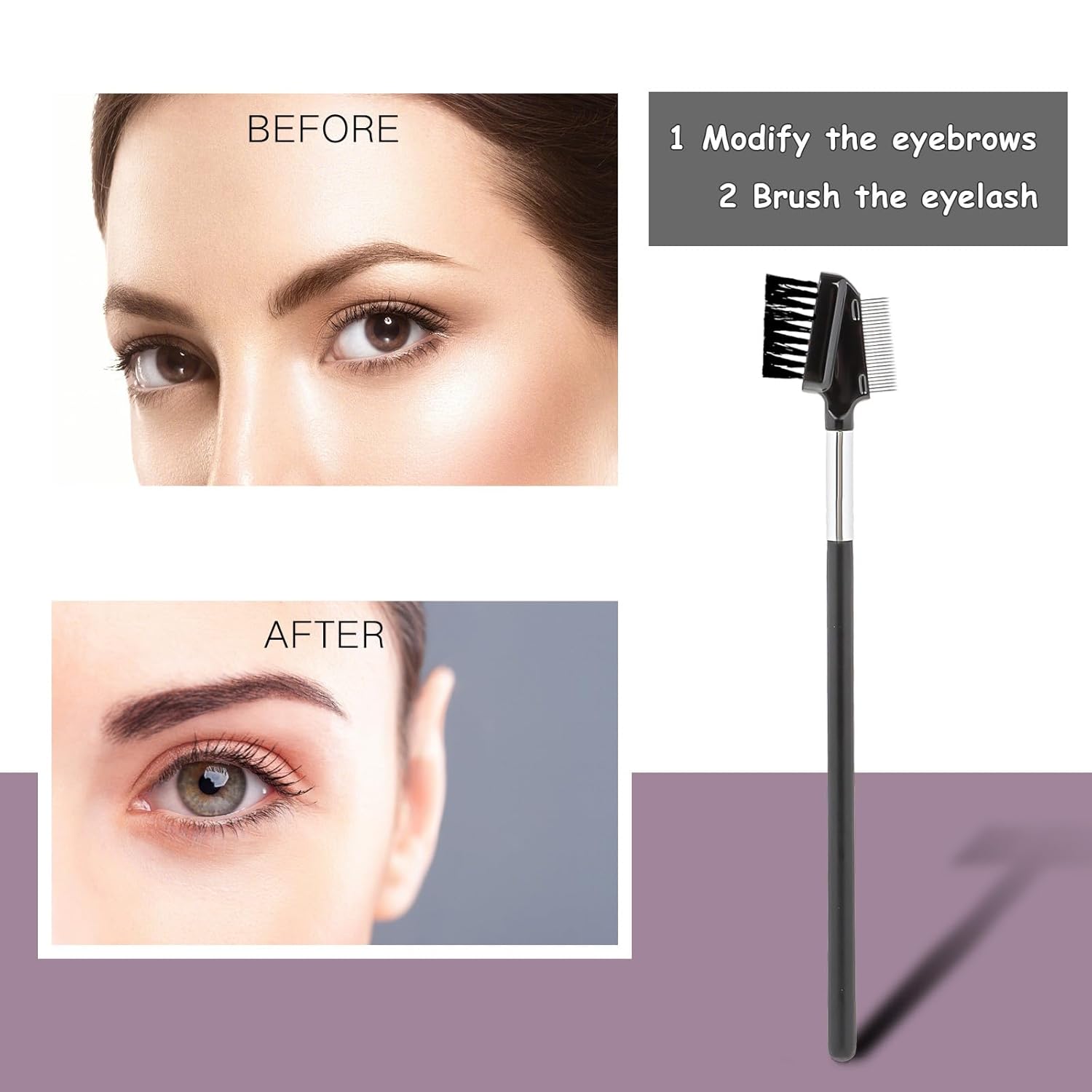 Metal Eyelash Comb Separator Eye Brow Brush Comb Resuable Double-Sided Eyebrow Brush Eye Brow Makeup Brushes Eyes Lash Combs for Eyelashes Extension (Nylon)-FemmiqueWomen