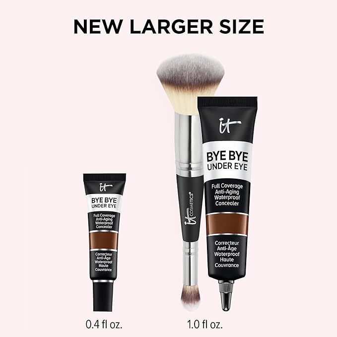 IT Cosmetics Makeup Set - Includes Supersize Bye Bye Under Eye Concealer (44.0 Deep) + Heavenly Luxe Complexion Perfection Concealer Brush (1 fl oz) - with Collagen, Hyaluronic Acid & Antioxidants-FemmiqueWomen