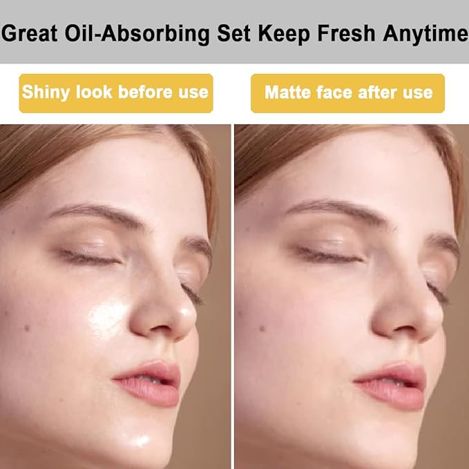 103 PCS Volcanic Roller Oily Skin Oil Control On The Go Volcanic Face Roller Oil Absorbing Volcanic Roller with Oil Blotting Sheet Paper for Oily Skin Care Oil Control Film Tissues (Type2)-FemmiqueWomen