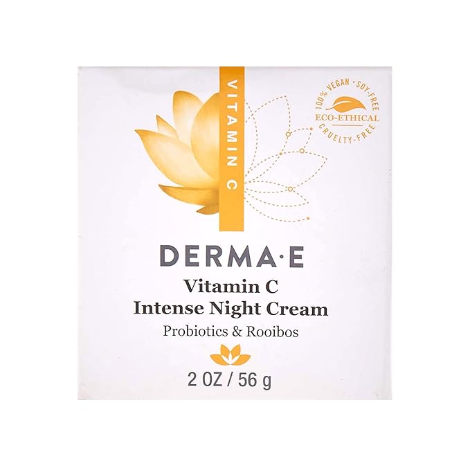DERMA-E Vitamin C Intense Night Cream – Brightening and Hydrating Facial Skin Renewing Cream – Anti-Aging Overnight Facial Moisturizer, 2 oz-FemmiqueWomen