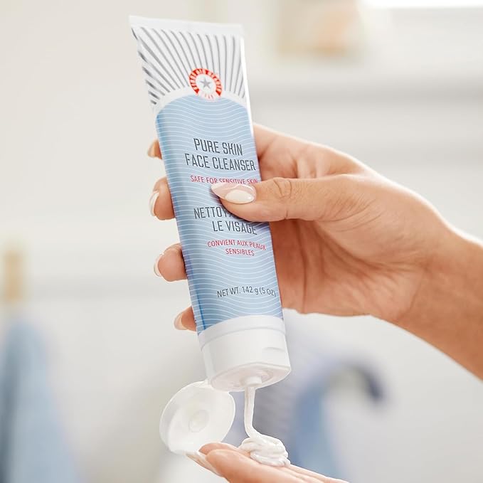 First Aid Beauty - Pure Skin Face Cleanser, Effectively Removes Makeup, Dirt, & Impurities, Gentle Cleanser Leaves Skin Soft & Supple, Fragrance Free, 2 oz, 3 ct-FemmiqueWomen