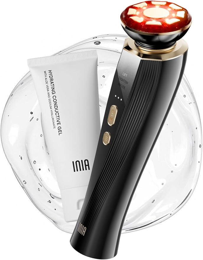 INIA Micro-Current Facial Device, 3-in-1 Facial Massager Red Light Therapy for Face and Neck True Beauty Glow Device Effective for Wrinkle and Puffiness-FemmiqueWomen