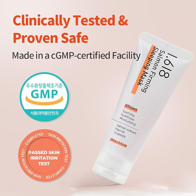 1.618 Salmon Firming Sleeping Mask with Ceramides & Hyaluronic Acid – Hydrating, Soothing, Anti-Wrinkle Overnight Face Mask for Dry & Sensitive Skin | Fragrance-Free | K-Beauty | 3.53oz-FemmiqueWomen