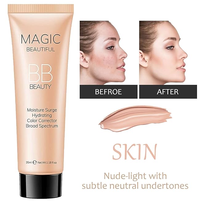 2 Pcs BB Cream Full Coverage Foundation,Hydrating Natural Flawless Concealer, Clean Nude Makeup Base,Color Correcting Oil-Free BB Cream(light skin tone)-FemmiqueWomen