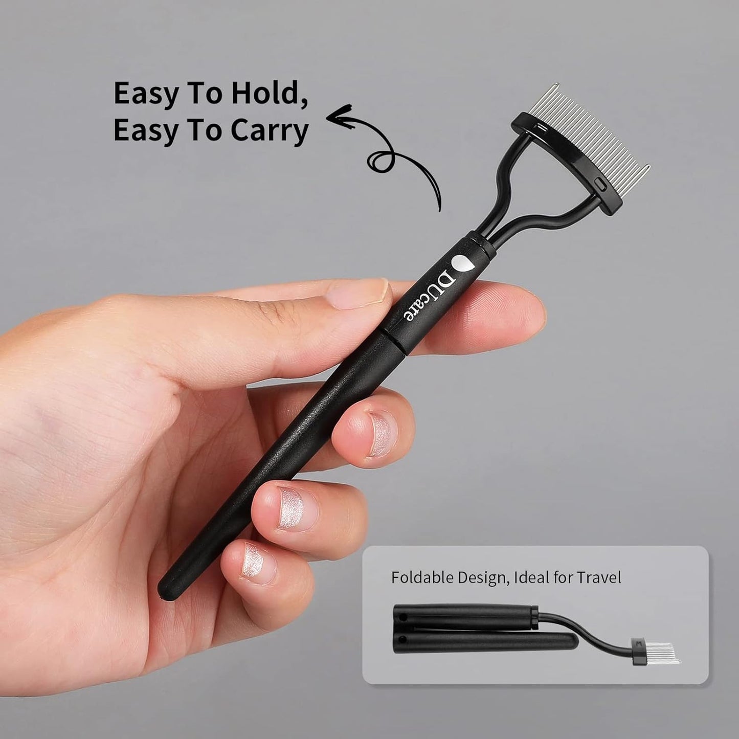 Eyelash Comb Eyebrow Brush DUcare Eyelash Separator Mascara Applicator Eyelash Definer With Comb Cover Arc Designed Cosmetic Brushes Tool Black-FemmiqueWomen