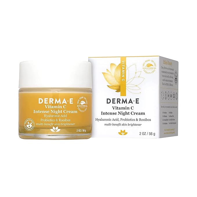 DERMA-E Vitamin C Intense Night Cream – Brightening and Hydrating Facial Skin Renewing Cream – Anti-Aging Overnight Facial Moisturizer, 2 oz-FemmiqueWomen