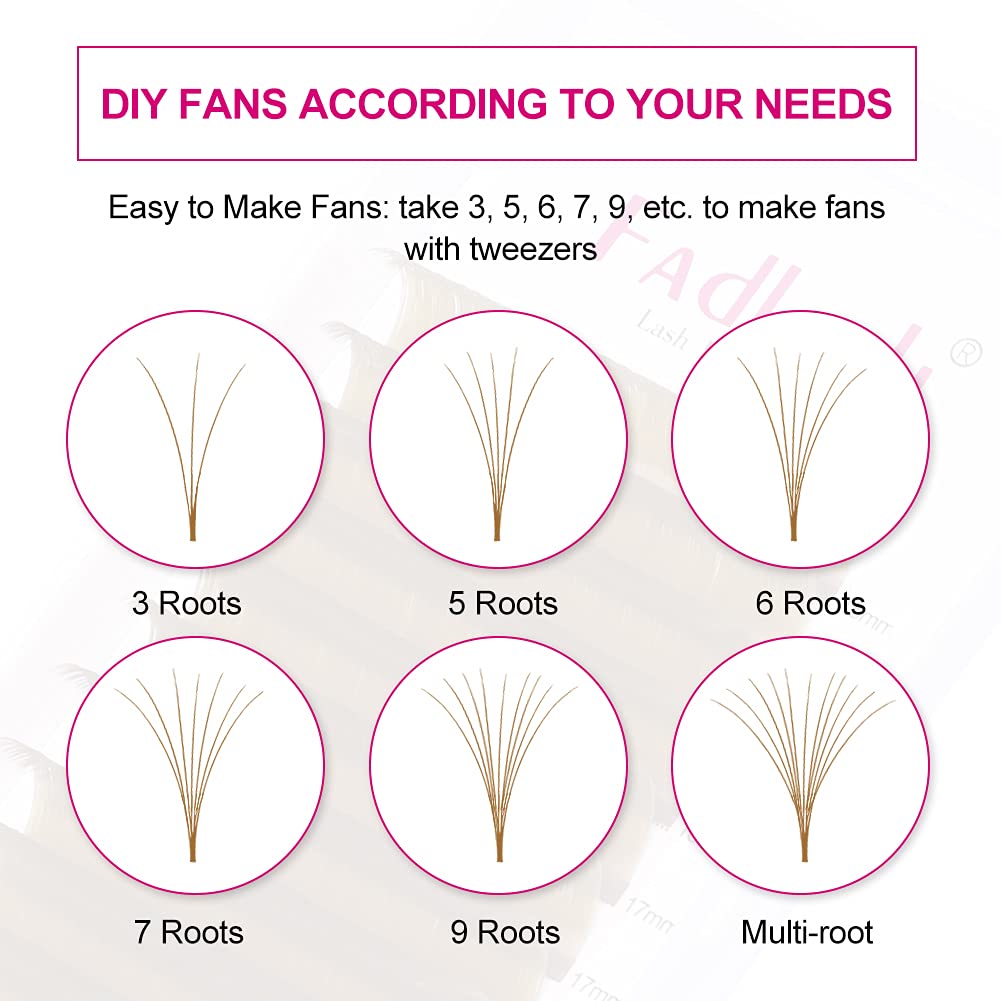 Volume Lash Extensions 0.07 D Curl Easy Fan Volume Lashes Mixed Tray 15-20mm Easy Fanning Lashes Brown Colored Lash Extension Supplies (Blond 0.07-D, 15-20mm)-FemmiqueWomen
