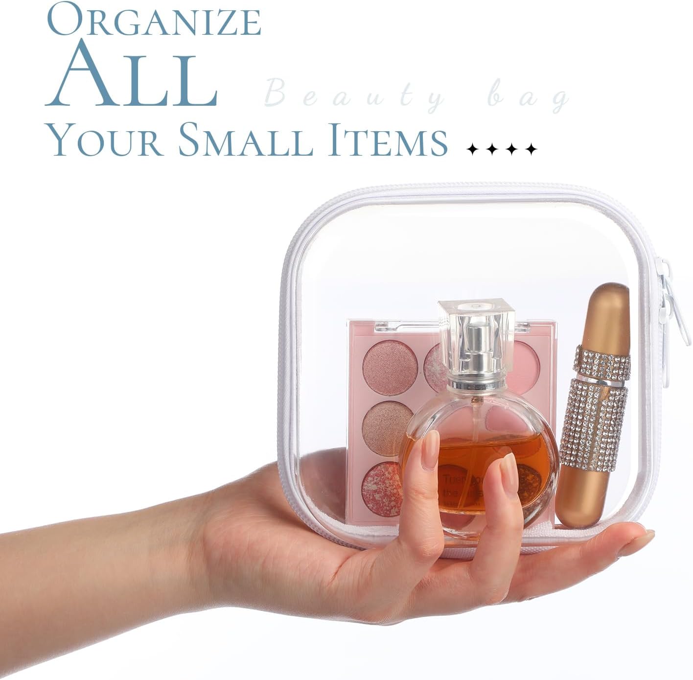 Sanwuta 6 Pcs Clear Hard Zipper Case Pencil Pouches Hard Plastic Zipper Pouches Makeup Bag Transparent Cases for Snacks Plastic Storage Organizer Box for Travel(White,5 x 5 x 2 Inch)-FemmiqueWomen