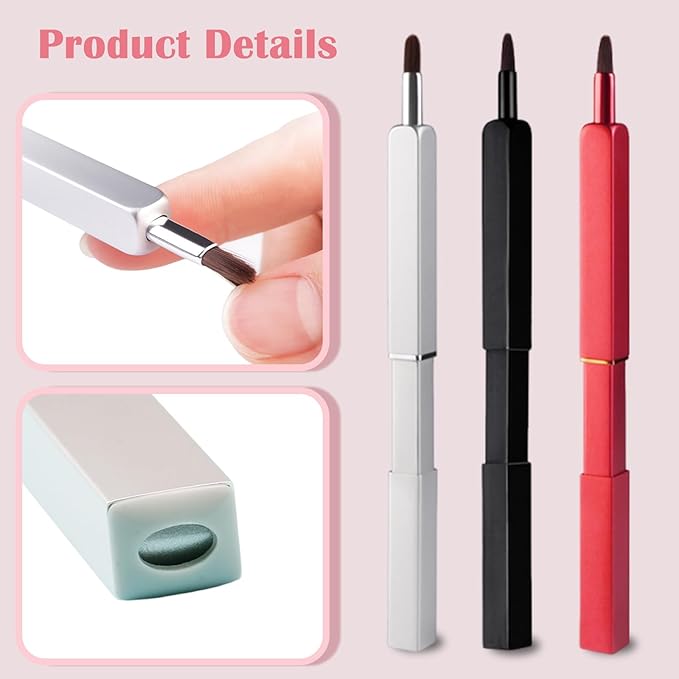 Lip Applicator Brush - 3 Pack Exquisite Professional Dustproof Retractable Lip Brush - Makeup Lipstick Lip Gloss Applicators (Black, Silver and Jewelry Red)-FemmiqueWomen