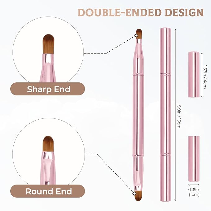 Unaone 2 Pack Lip Brush for Lipstick, Dual-Ended Lip Makeup Brush with Lid, Lipstick Brush for Lip Gloss-FemmiqueWomen