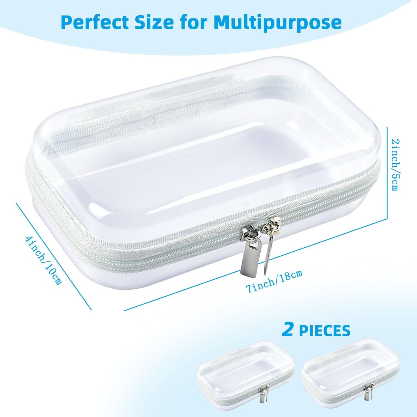 SameTech Zip Bins Clear Storage Bins for Home Organization, Stackable Hard Shell Zipper Case to Organize Bin, Zippered Hard Pouch Container Toiletry Bag Travel Bags for Toiletries, 2pcs-FemmiqueWomen